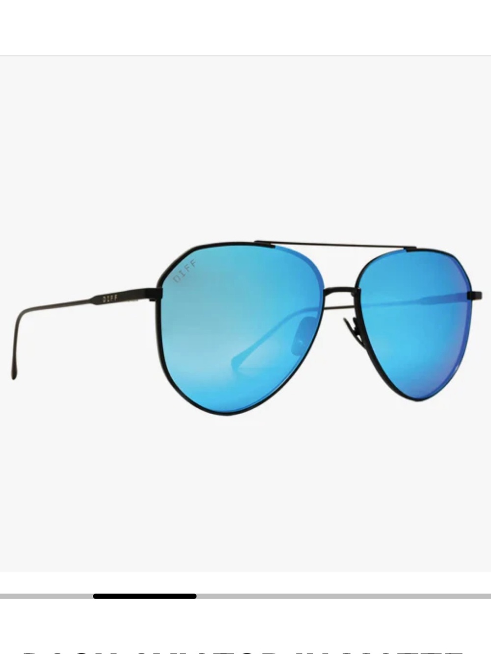 Diff AVIATOR IN MATTE BLACK WITH BLUE MIRROR POLARIZED LENS - Picture 3 of 14